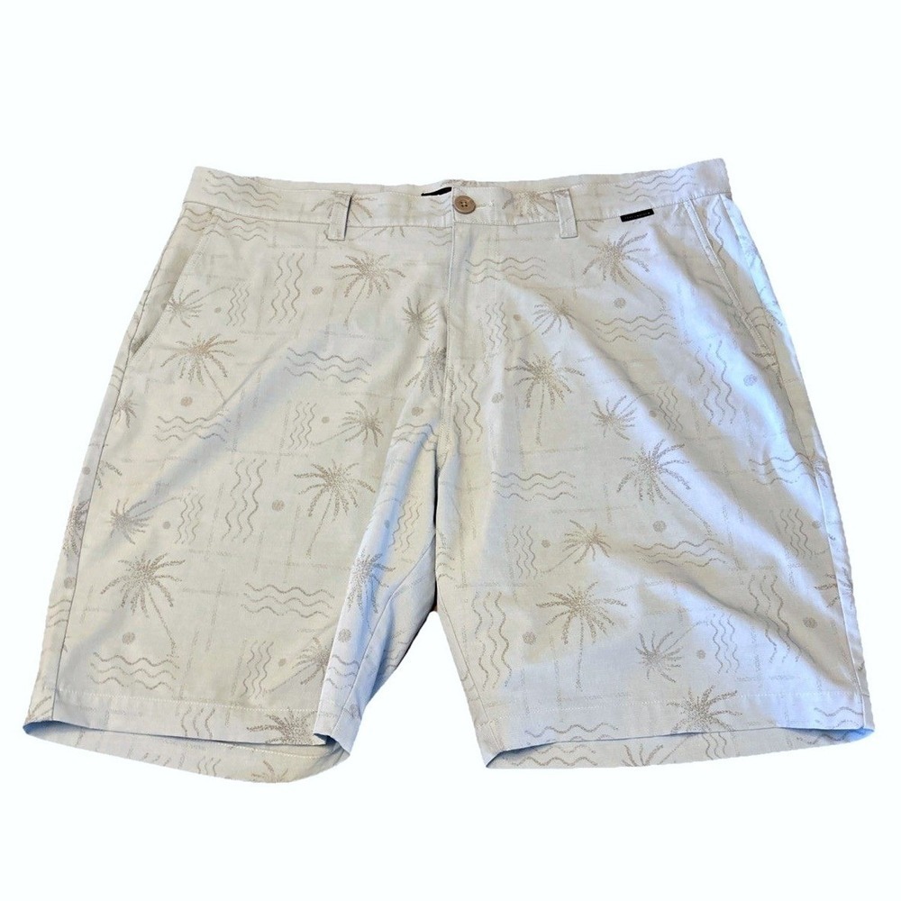 Travis Mathew Men's Size 38 River Surfing Shorts 9" Inseam Dream Blue Palm Trees